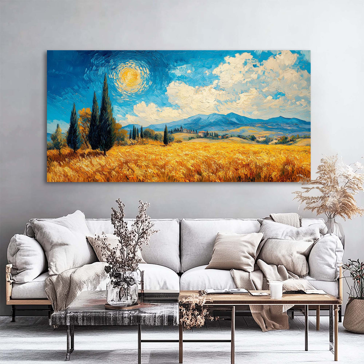 Khaki Country Nature Wall Art Modern Canvas Painting Prints Artwork Office Hallway Bedroom Living Room Decor