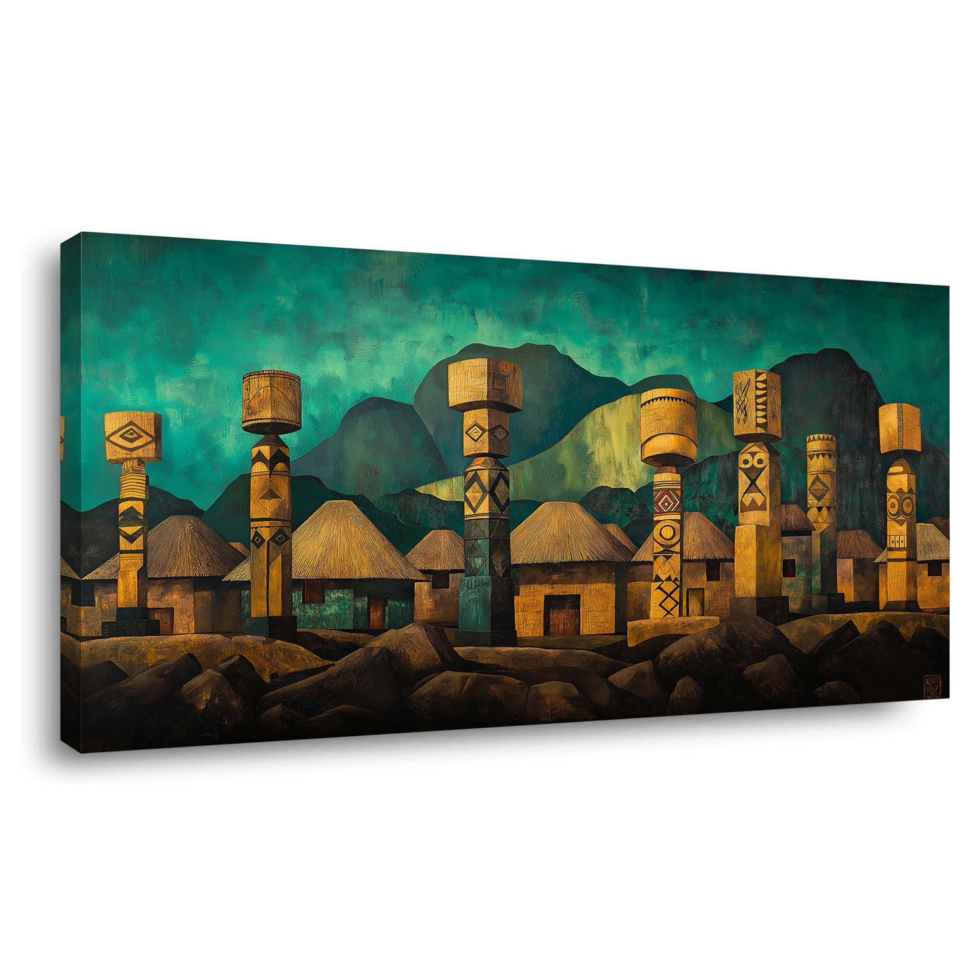 Blue Teal Nature Wall Art Canvas Painting Prints Artwor Office Bedroom Living Room Decor