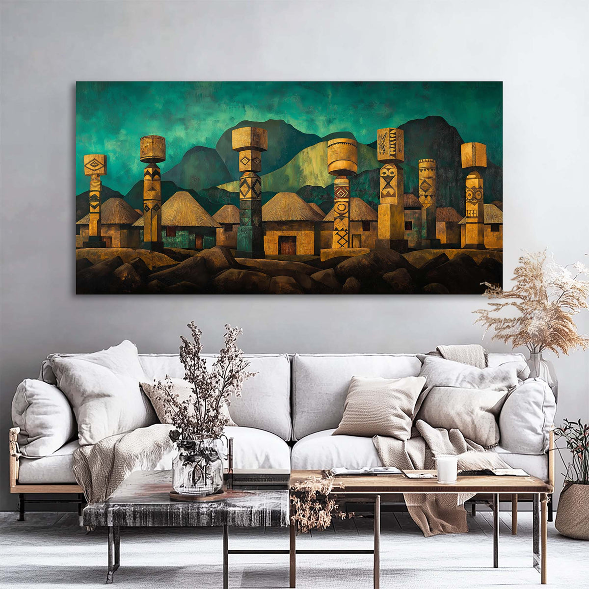 Blue Teal Nature Wall Art Canvas Painting Prints Artwor Office Bedroom Living Room Decor