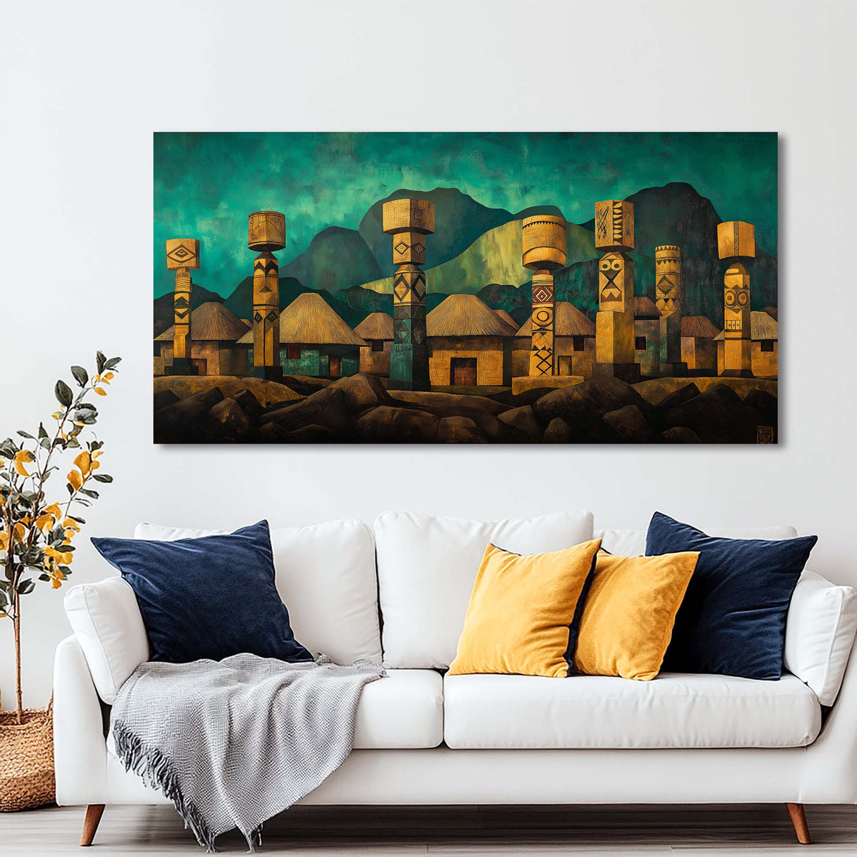 Blue Teal Nature Wall Art Canvas Painting Prints Artwor Office Bedroom Living Room Decor