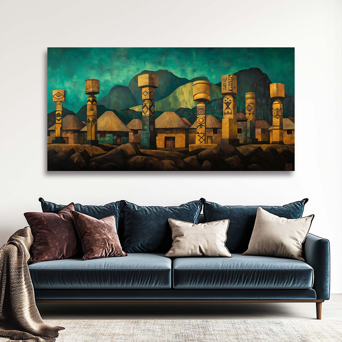 Blue Teal Nature Wall Art Canvas Painting Prints Artwor Office Bedroom Living Room Decor