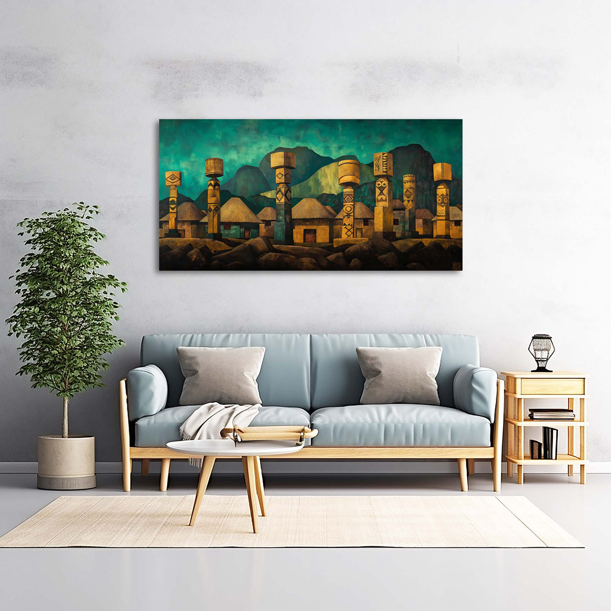Blue Teal Nature Wall Art Canvas Painting Prints Artwor Office Bedroom Living Room Decor