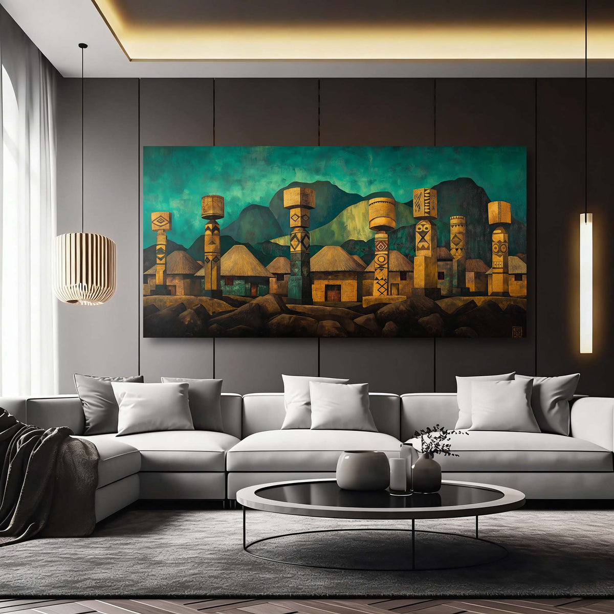 Blue Teal Nature Wall Art Canvas Painting Prints Artwor Office Bedroom Living Room Decor