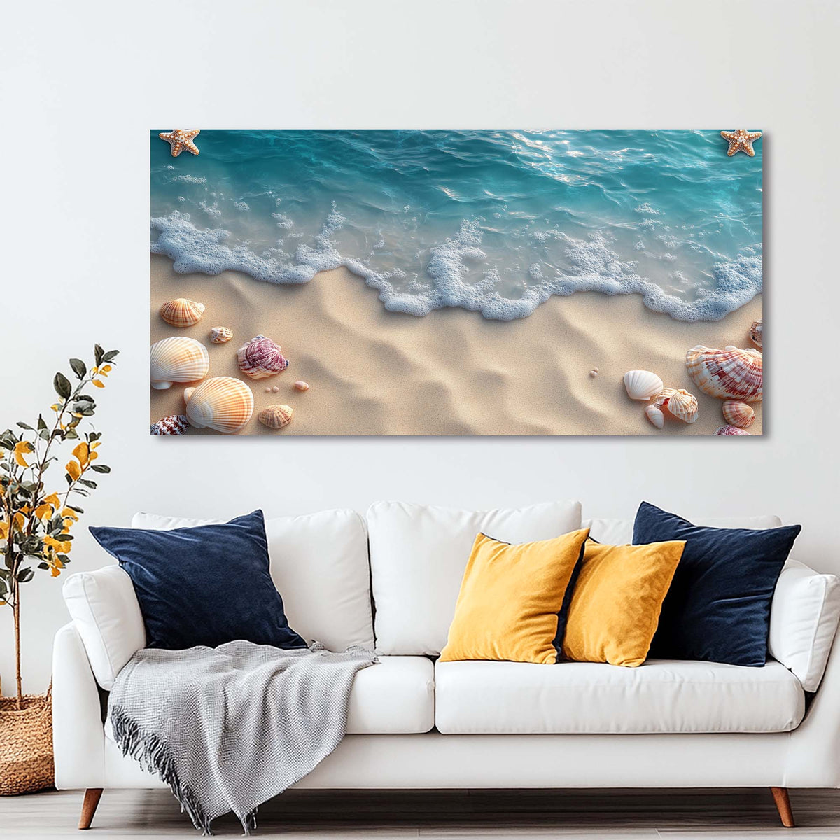 Navy Blue Coastal Nature Wall Art Modern Canvas Painting Prints Artwork Office Hallway Bedroom Living Room Decor