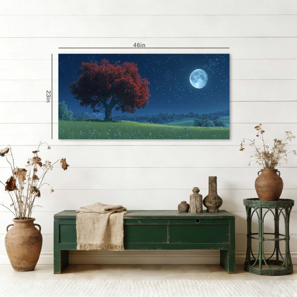 Navy Blue Fantasy Nature Wall Art Canvas Painting Prints Artwor Office Bedroom Living Room Decor