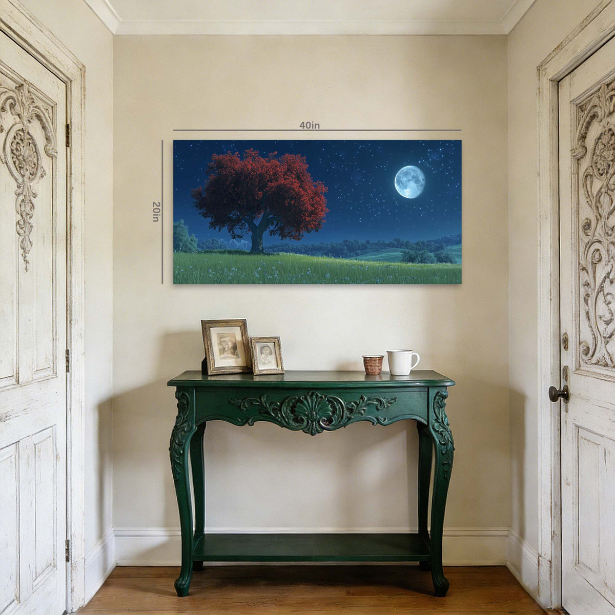 Navy Blue Fantasy Nature Wall Art Canvas Painting Prints Artwor Office Bedroom Living Room Decor