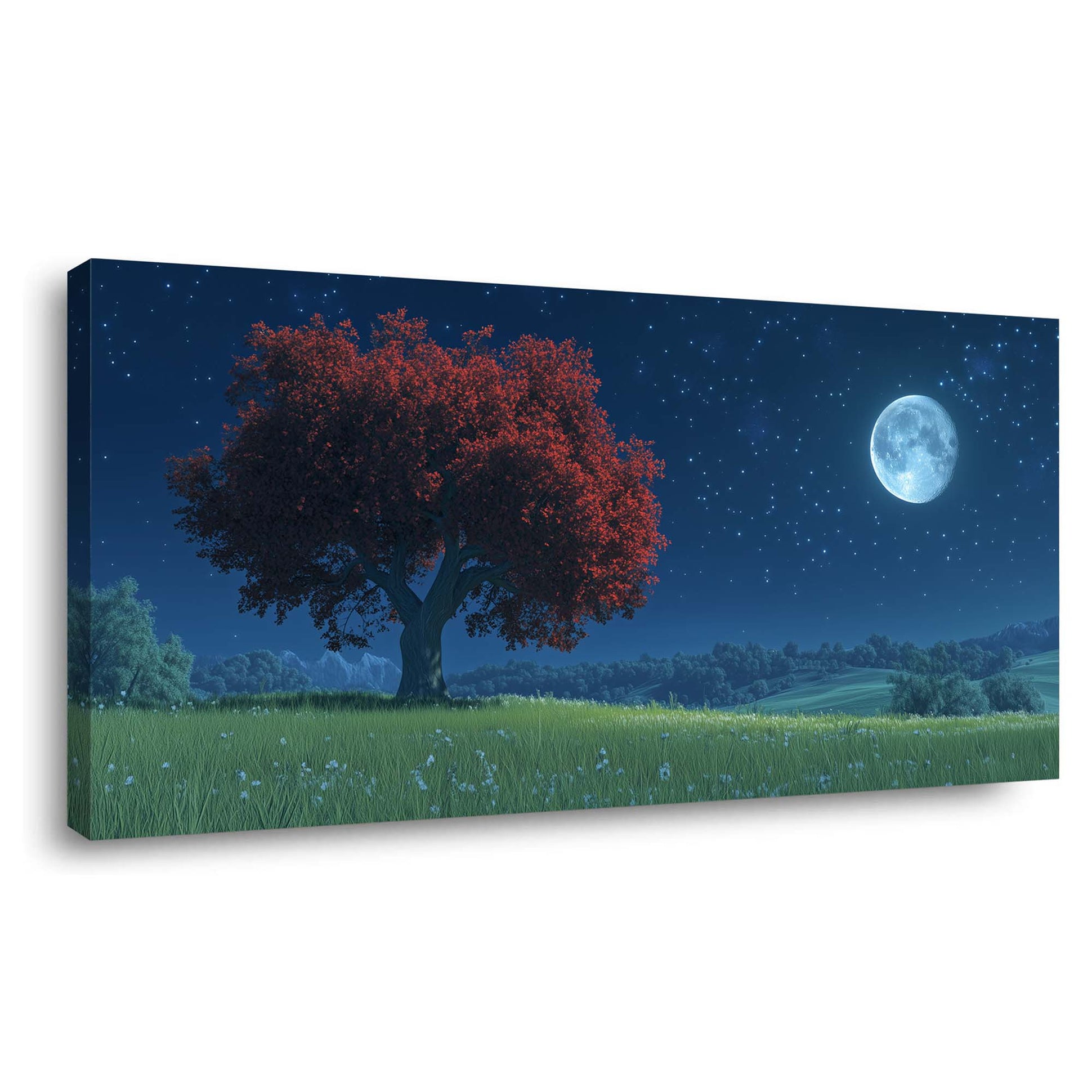 Navy Blue Fantasy Nature Wall Art Canvas Painting Prints Artwor Office Bedroom Living Room Decor