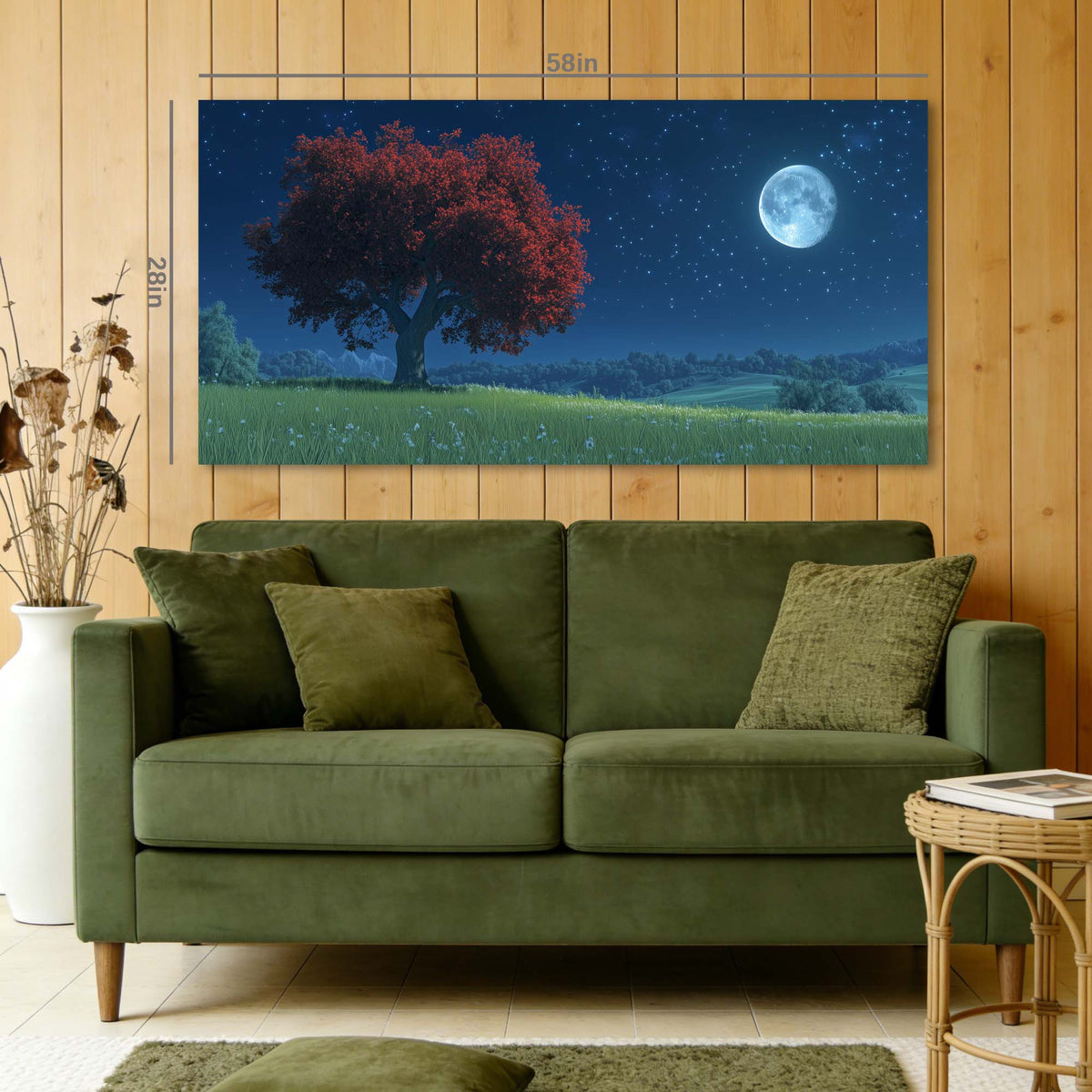 Navy Blue Fantasy Nature Wall Art Canvas Painting Prints Artwor Office Bedroom Living Room Decor