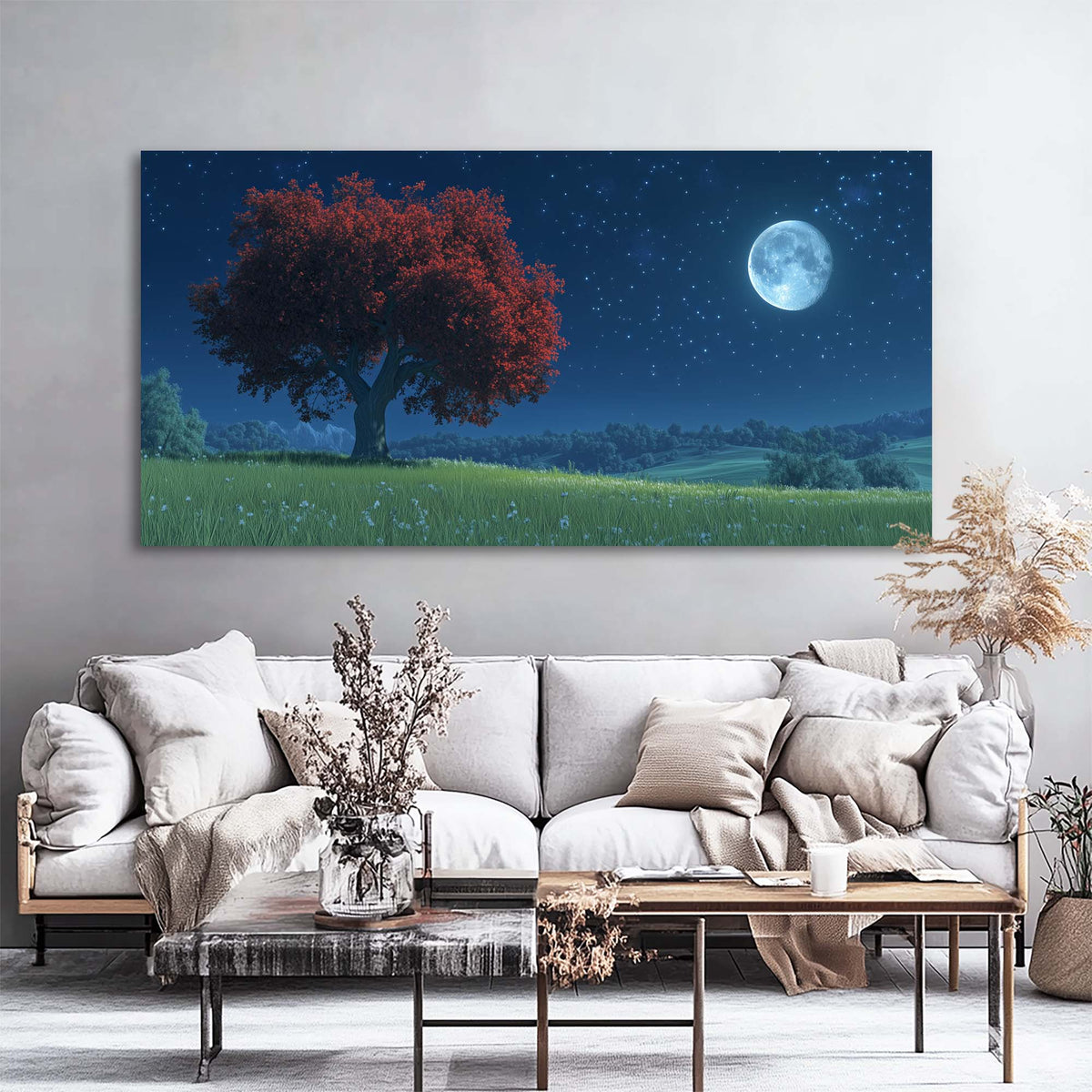 Navy Blue Fantasy Nature Wall Art Canvas Painting Prints Artwor Office Bedroom Living Room Decor