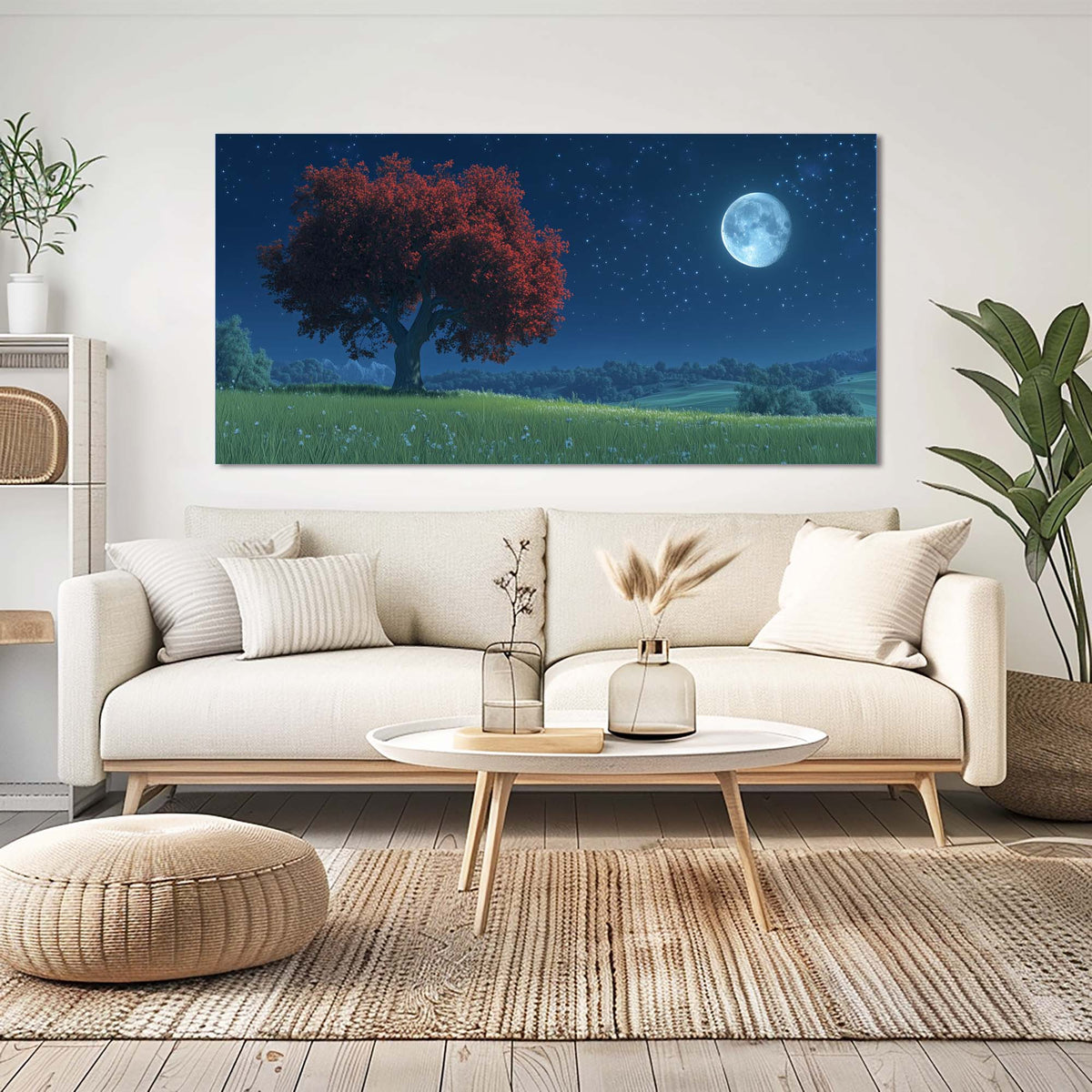 Navy Blue Fantasy Nature Wall Art Canvas Painting Prints Artwor Office Bedroom Living Room Decor