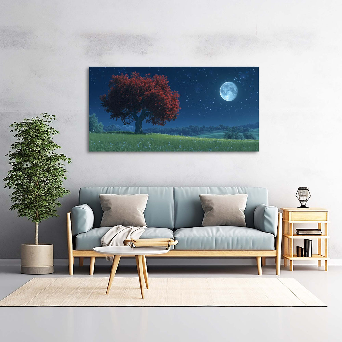Navy Blue Fantasy Nature Wall Art Canvas Painting Prints Artwor Office Bedroom Living Room Decor