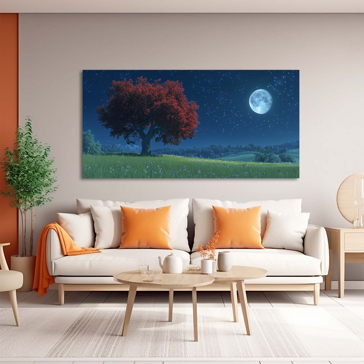Navy Blue Fantasy Nature Wall Art Canvas Painting Prints Artwor Office Bedroom Living Room Decor