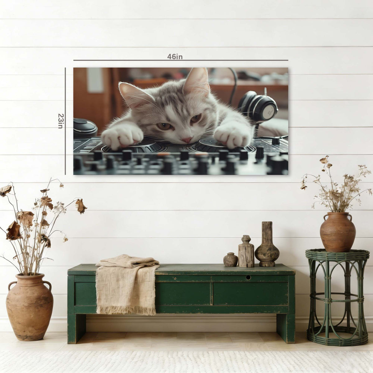 White Jazzy Animals Canvas Wall Art for Living Room Prints Artwork Bedroom Office Decor