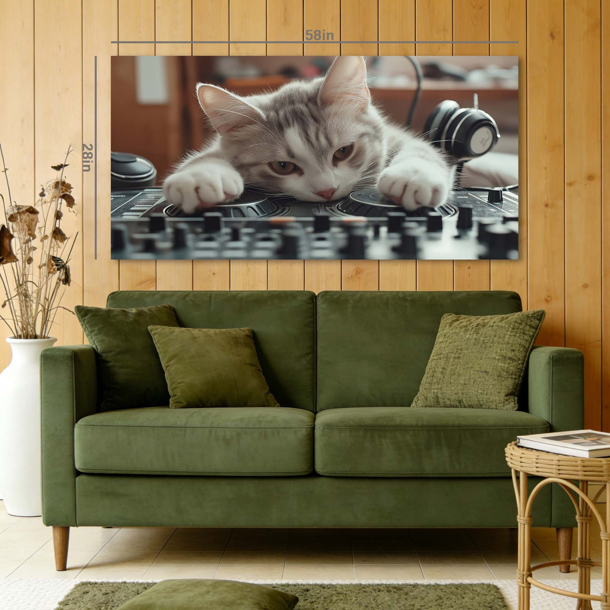 White Jazzy Animals Canvas Wall Art for Living Room Prints Artwork Bedroom Office Decor