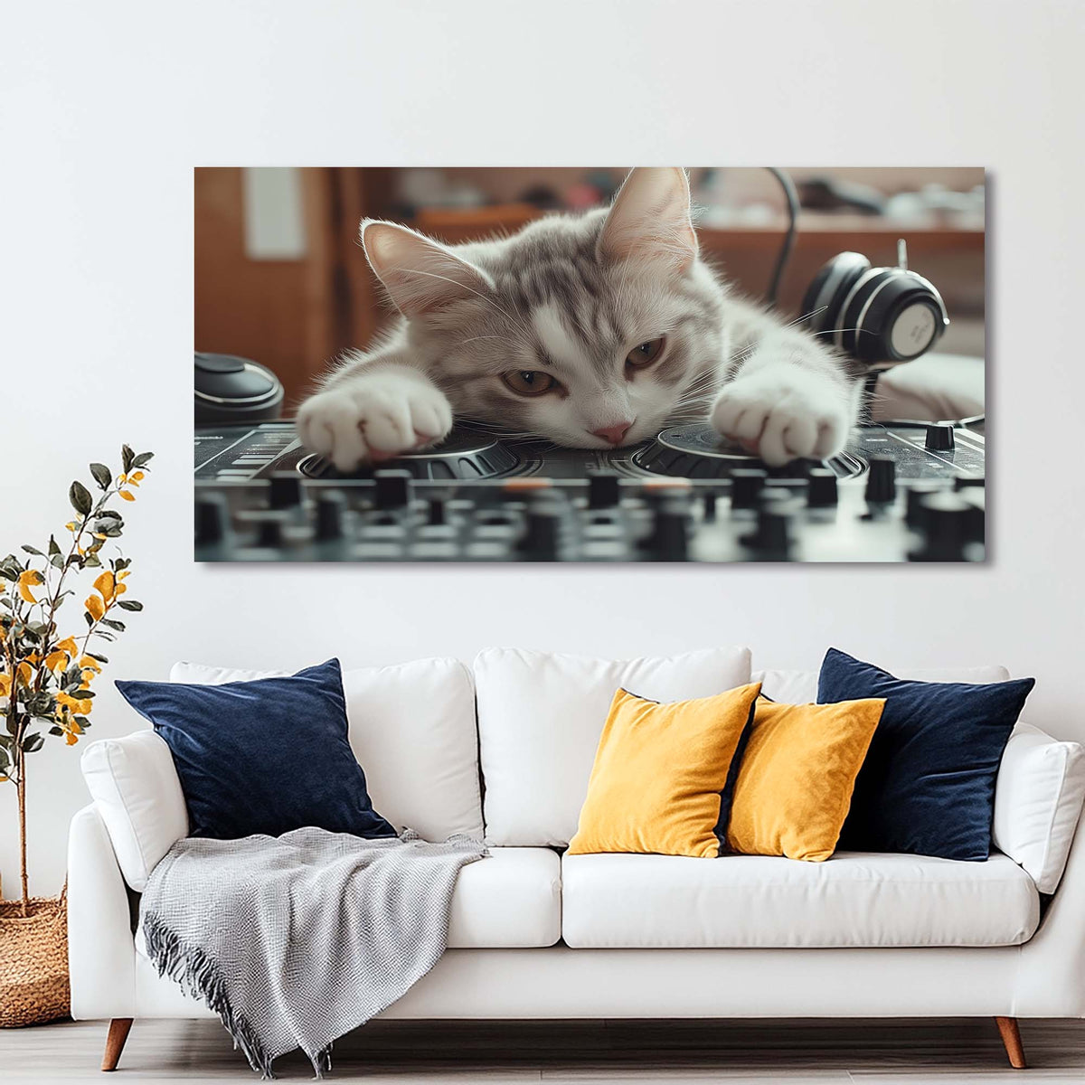 White Jazzy Animals Canvas Wall Art for Living Room Prints Artwork Bedroom Office Decor