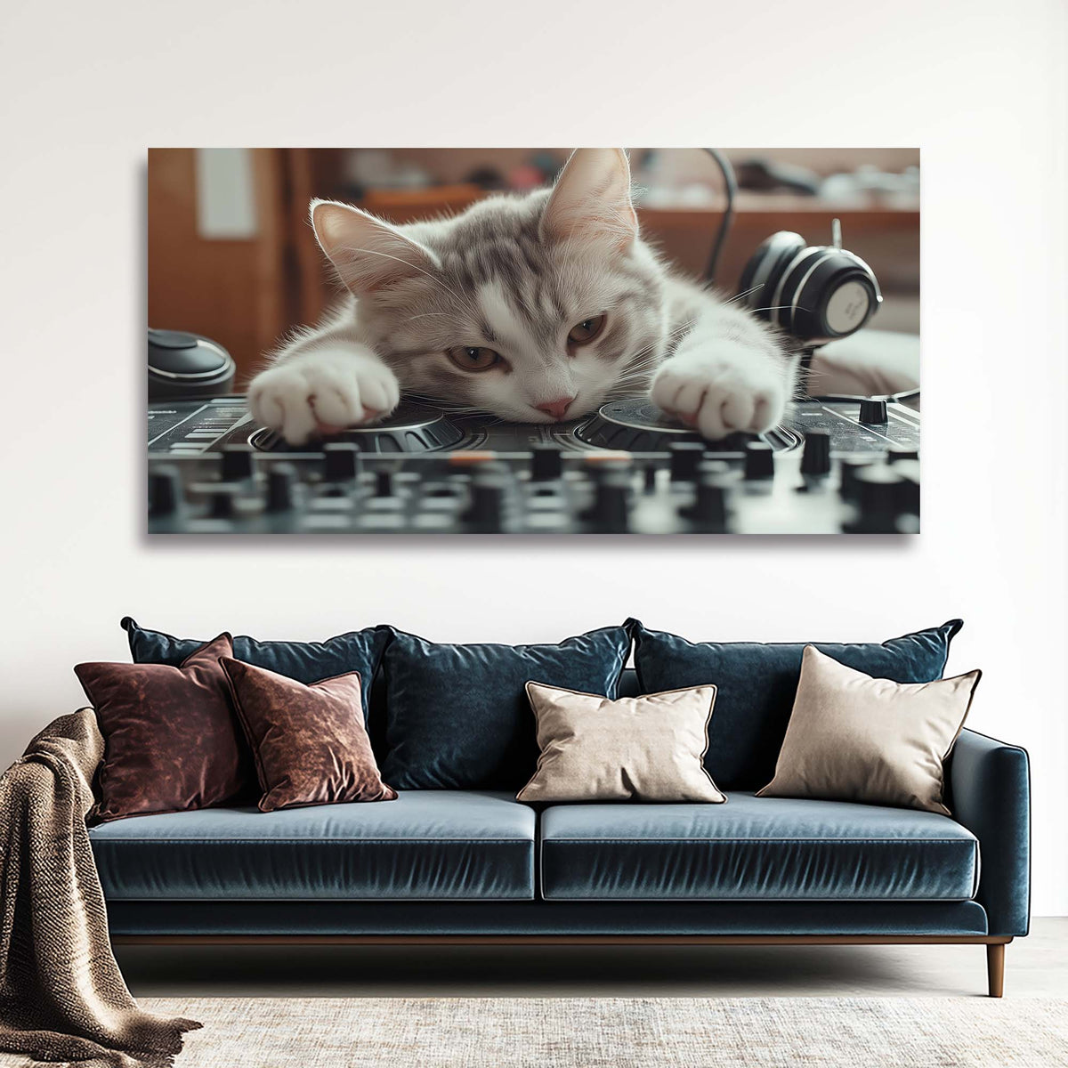 White Jazzy Animals Canvas Wall Art for Living Room Prints Artwork Bedroom Office Decor
