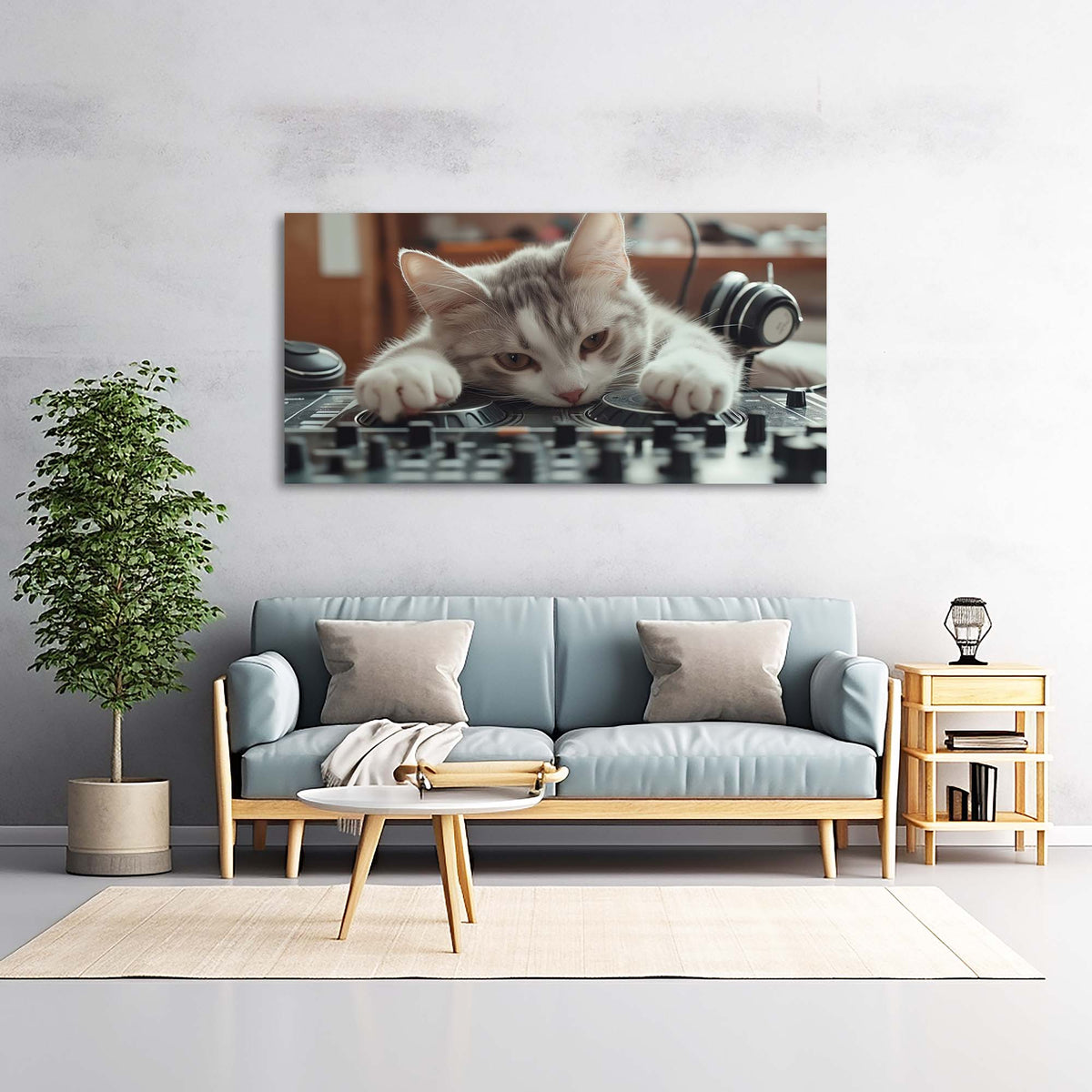 White Jazzy Animals Canvas Wall Art for Living Room Prints Artwork Bedroom Office Decor