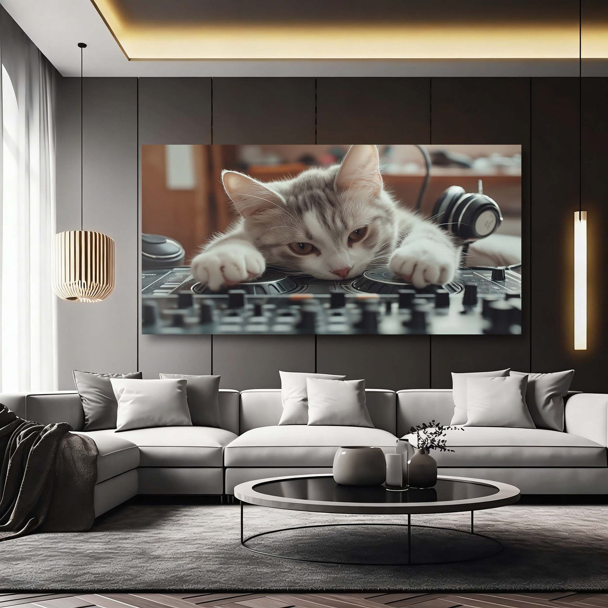White Jazzy Animals Canvas Wall Art for Living Room Prints Artwork Bedroom Office Decor