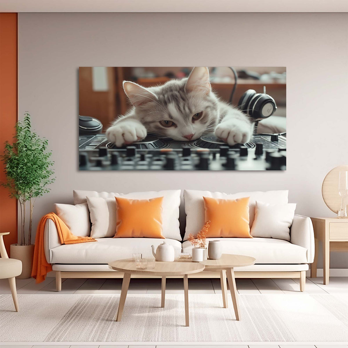 White Jazzy Animals Canvas Wall Art for Living Room Prints Artwork Bedroom Office Decor