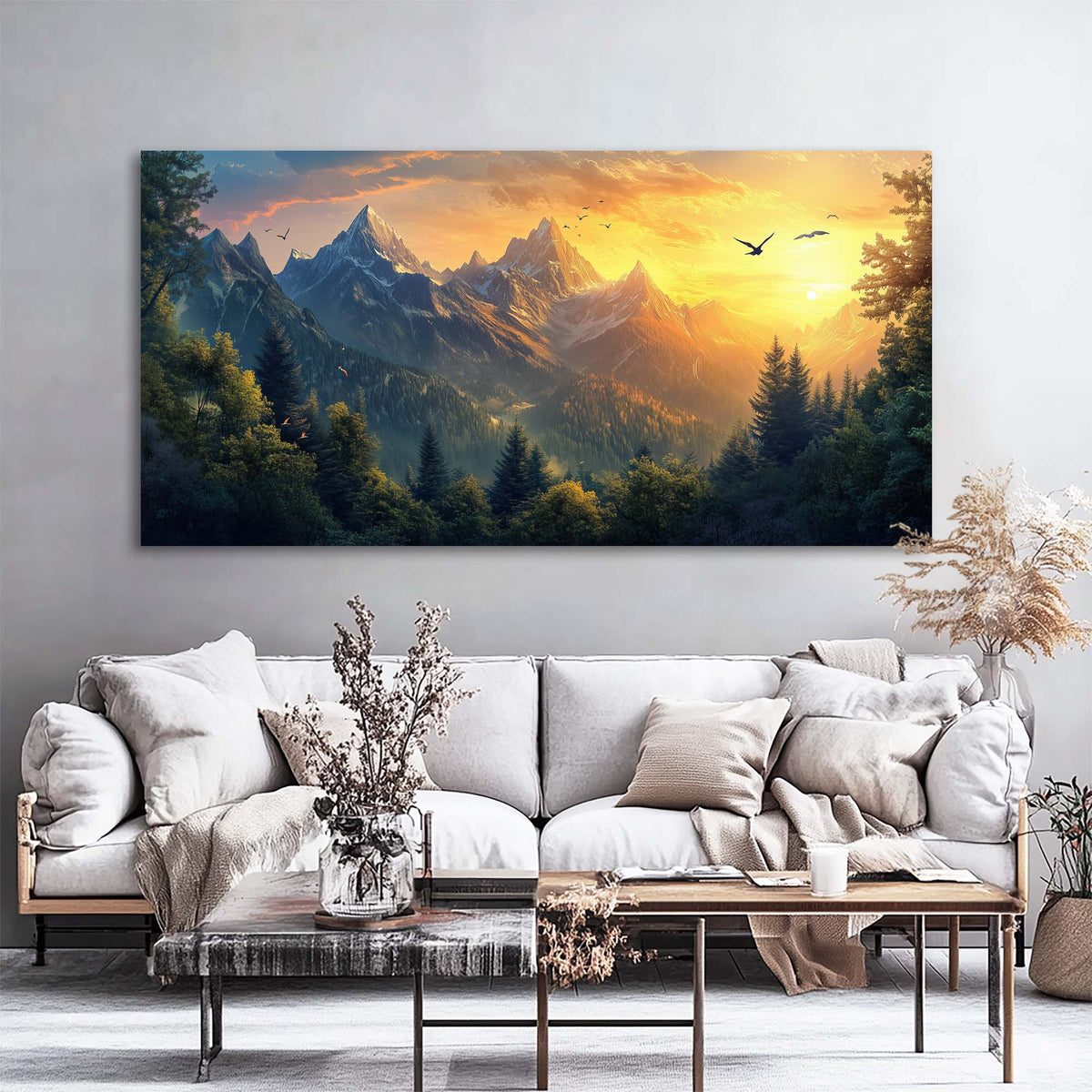 Navy Blue Fantasy Nature Wall Art Canvas Painting Prints Artwor Office Bedroom Living Room Decor