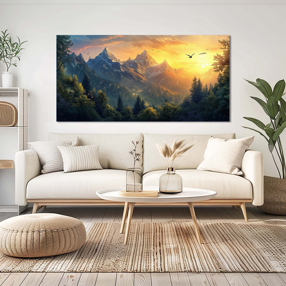 Navy Blue Fantasy Nature Wall Art Canvas Painting Prints Artwor Office Bedroom Living Room Decor