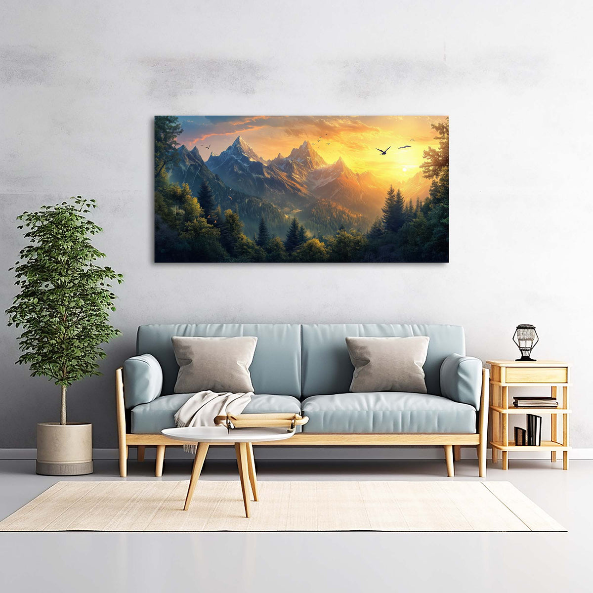 Navy Blue Fantasy Nature Wall Art Canvas Painting Prints Artwor Office Bedroom Living Room Decor