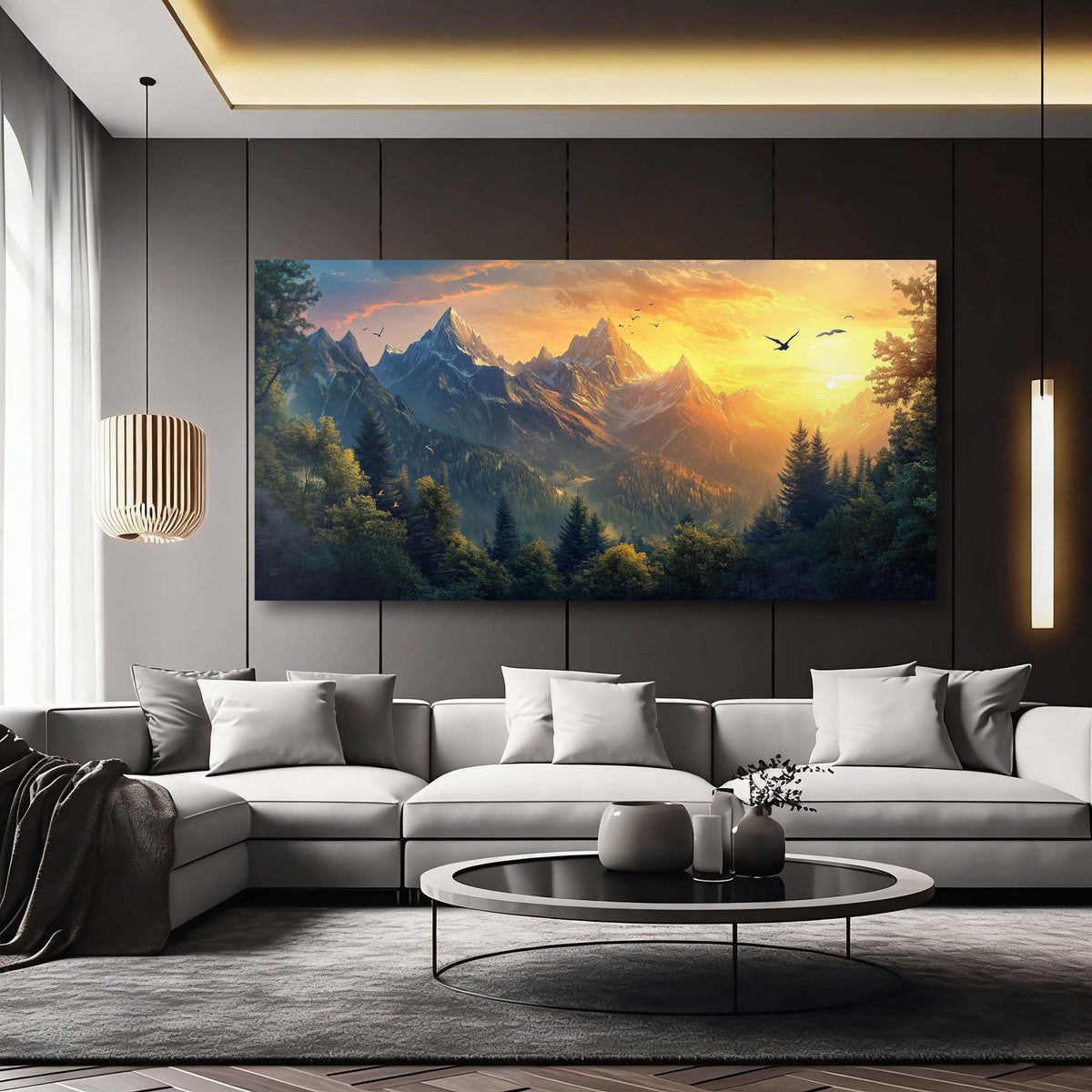 Navy Blue Fantasy Nature Wall Art Canvas Painting Prints Artwor Office Bedroom Living Room Decor