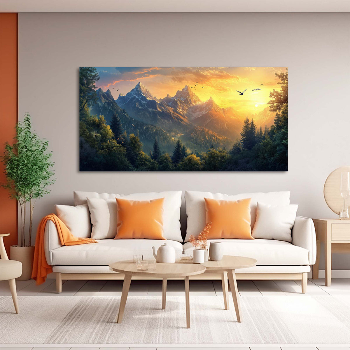 Navy Blue Fantasy Nature Wall Art Canvas Painting Prints Artwor Office Bedroom Living Room Decor