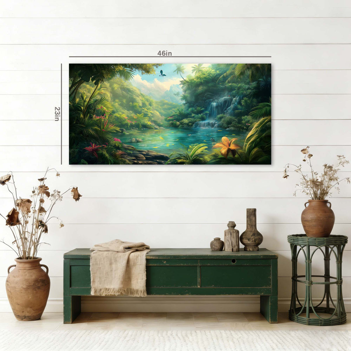 Khaki Tropical Nature Canvas Wall Art for Living Room Prints Artwork Bedroom Office Decor