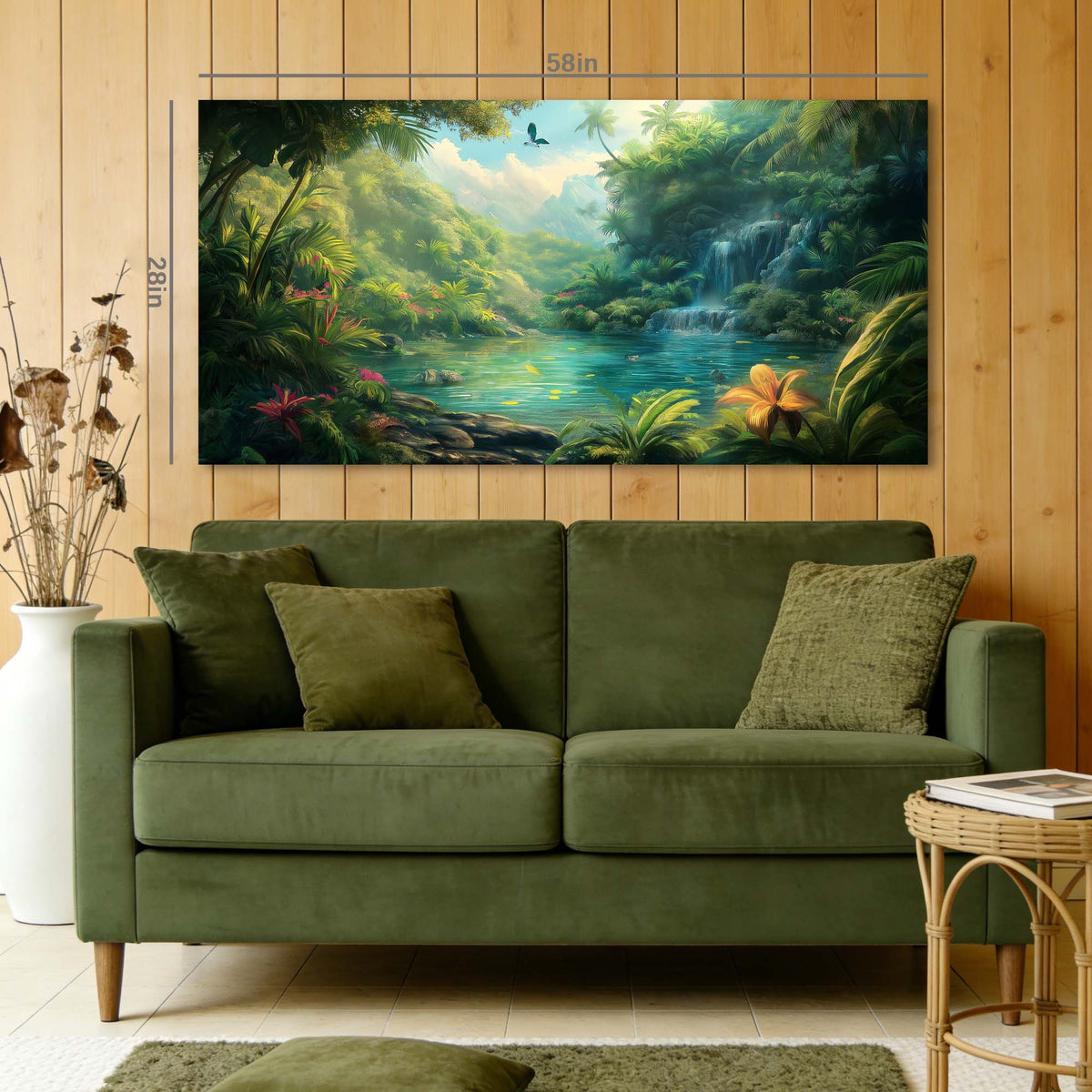Khaki Tropical Nature Canvas Wall Art for Living Room Prints Artwork Bedroom Office Decor