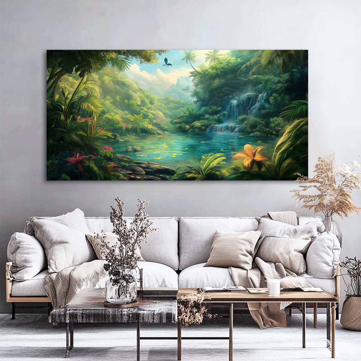 Khaki Tropical Nature Canvas Wall Art for Living Room Prints Artwork Bedroom Office Decor
