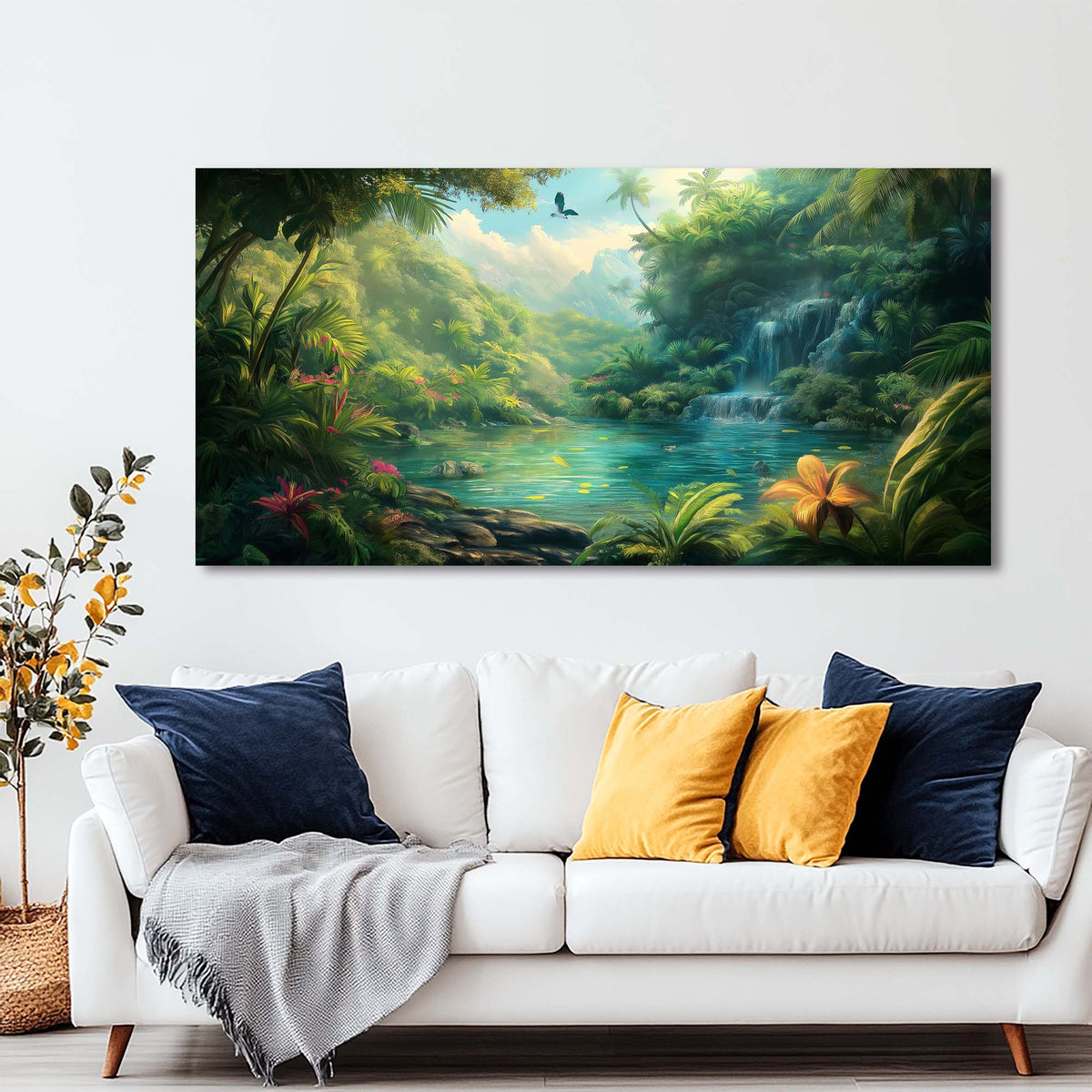 Khaki Tropical Nature Canvas Wall Art for Living Room Prints Artwork Bedroom Office Decor