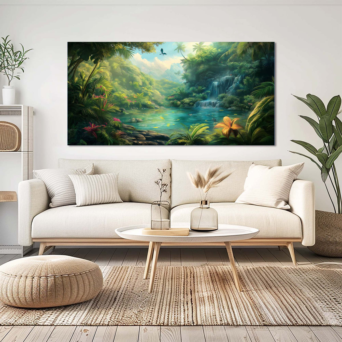 Khaki Tropical Nature Canvas Wall Art for Living Room Prints Artwork Bedroom Office Decor