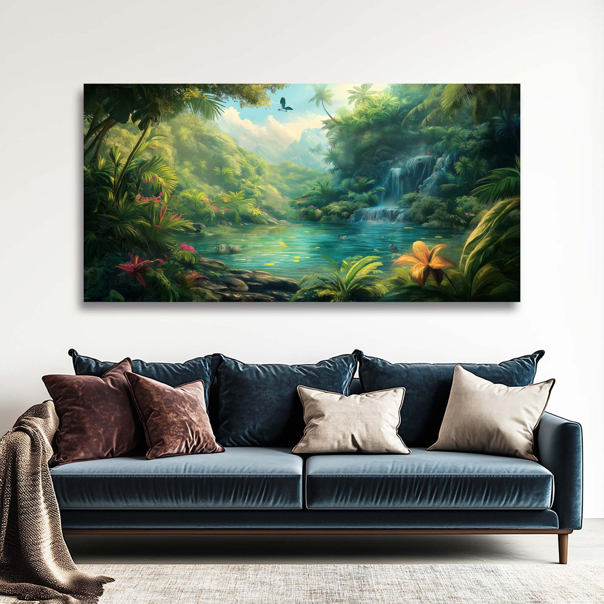 Khaki Tropical Nature Canvas Wall Art for Living Room Prints Artwork Bedroom Office Decor