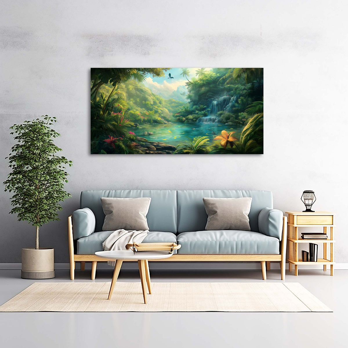 Khaki Tropical Nature Canvas Wall Art for Living Room Prints Artwork Bedroom Office Decor