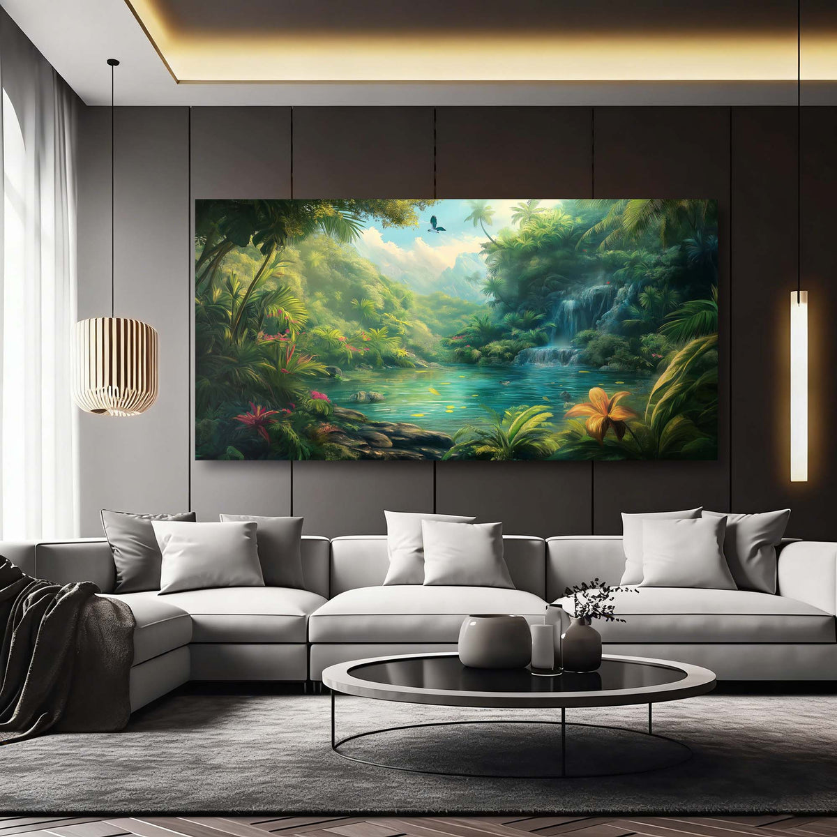 Khaki Tropical Nature Canvas Wall Art for Living Room Prints Artwork Bedroom Office Decor