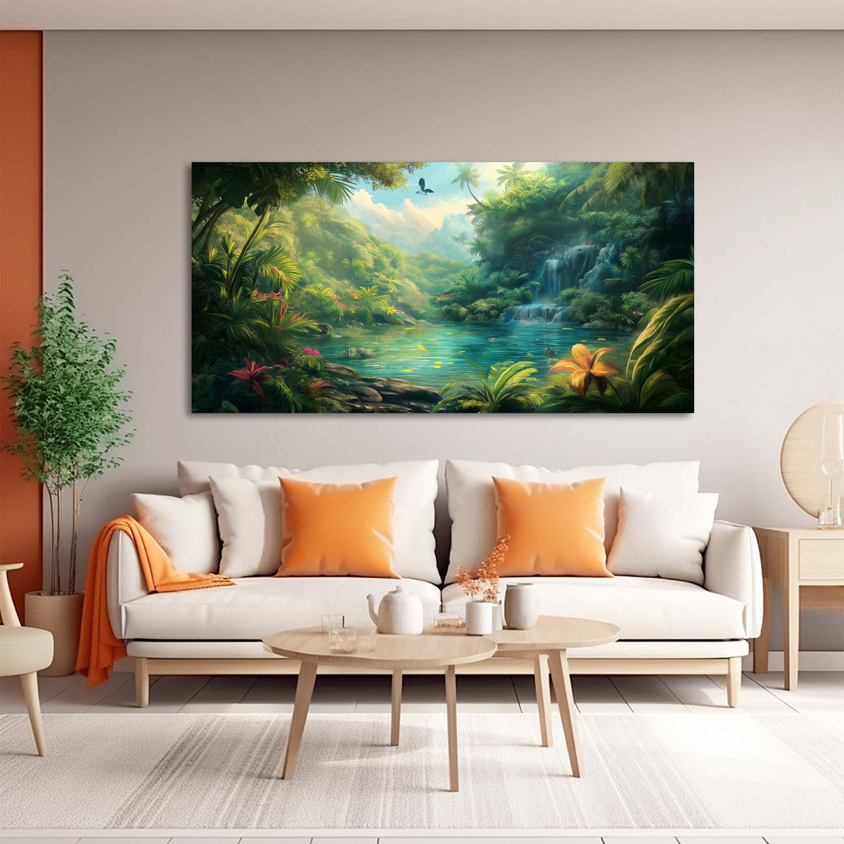 Khaki Tropical Nature Canvas Wall Art for Living Room Prints Artwork Bedroom Office Decor