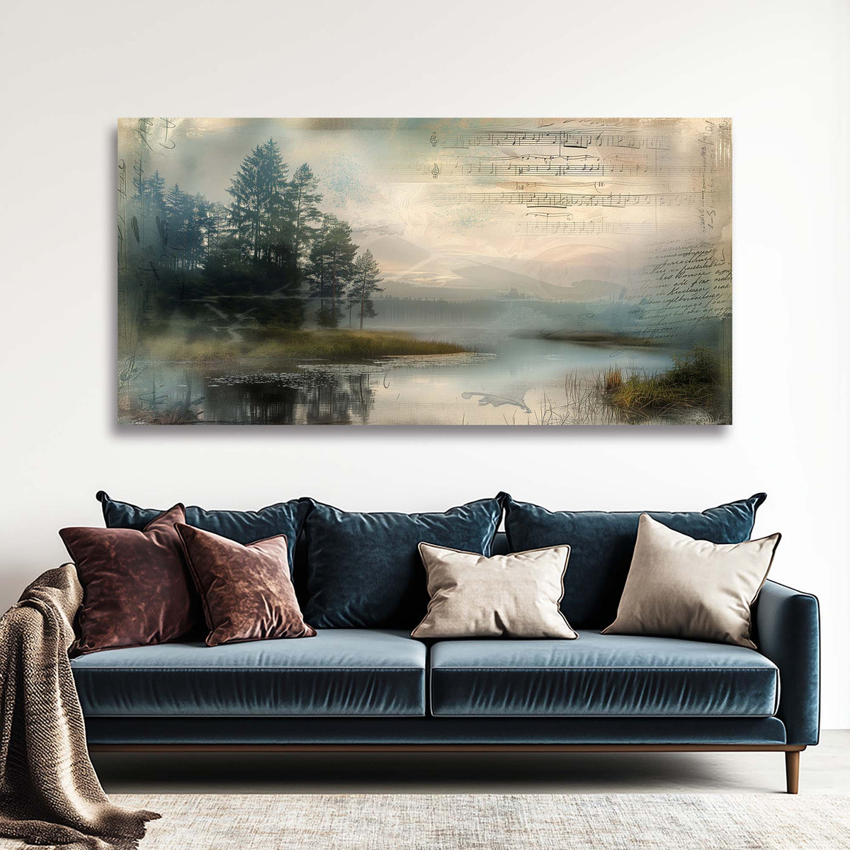 Navy Blue Mysterious Nature Wall Art Canvas Painting Prints Artwor Office Bedroom Living Room Decor