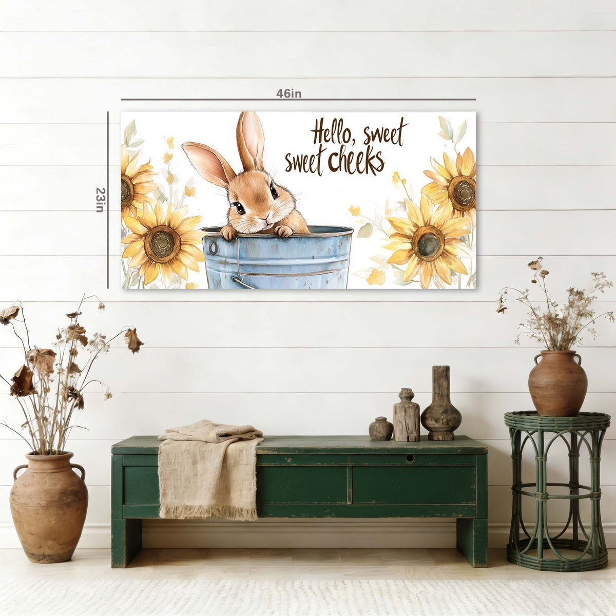 Blue Floral Animals Canvas Wall Art for Living Room Prints Artwork Bedroom Office Decor