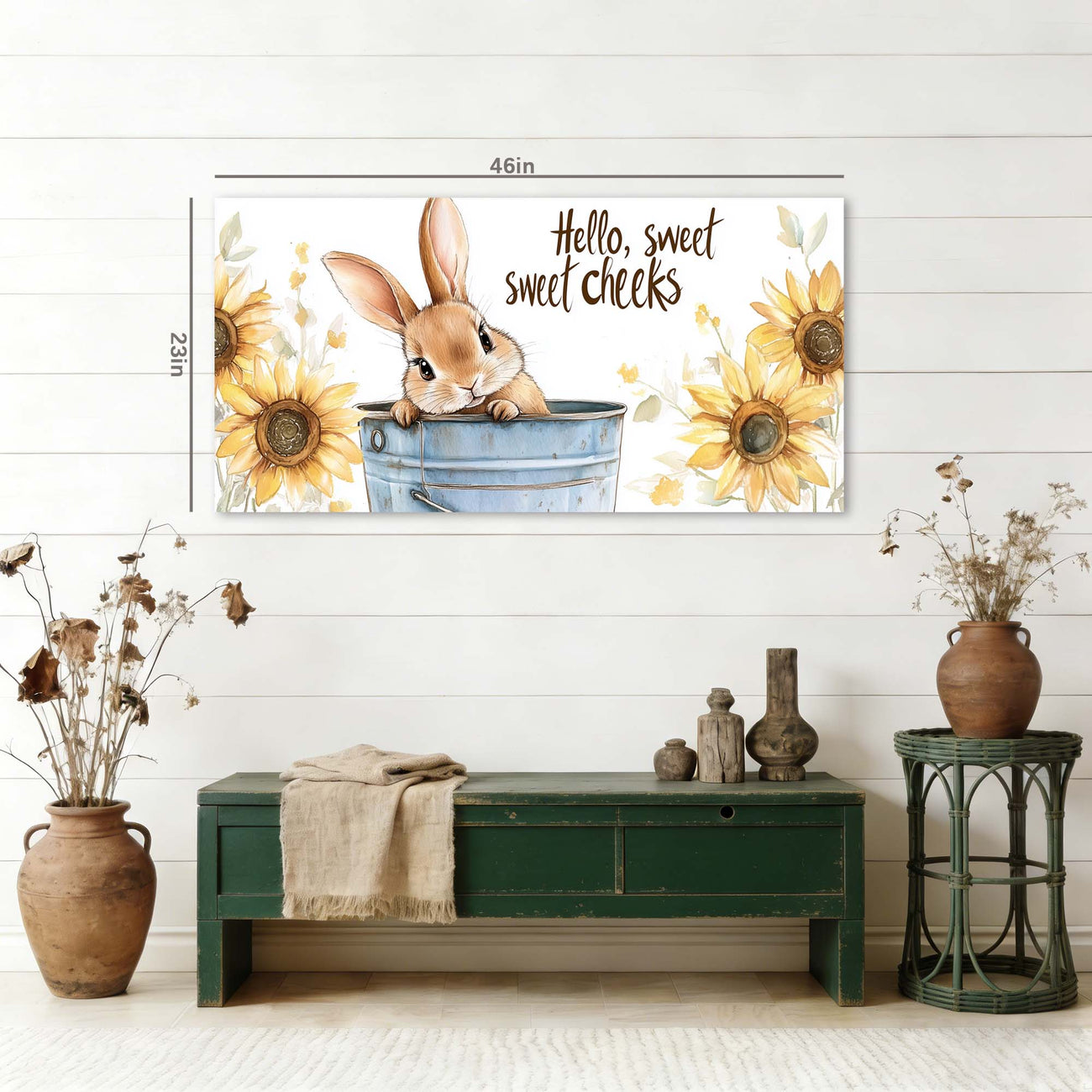 Blue Floral Animals Canvas Wall Art for Living Room Prints Artwork Bedroom Office Decor