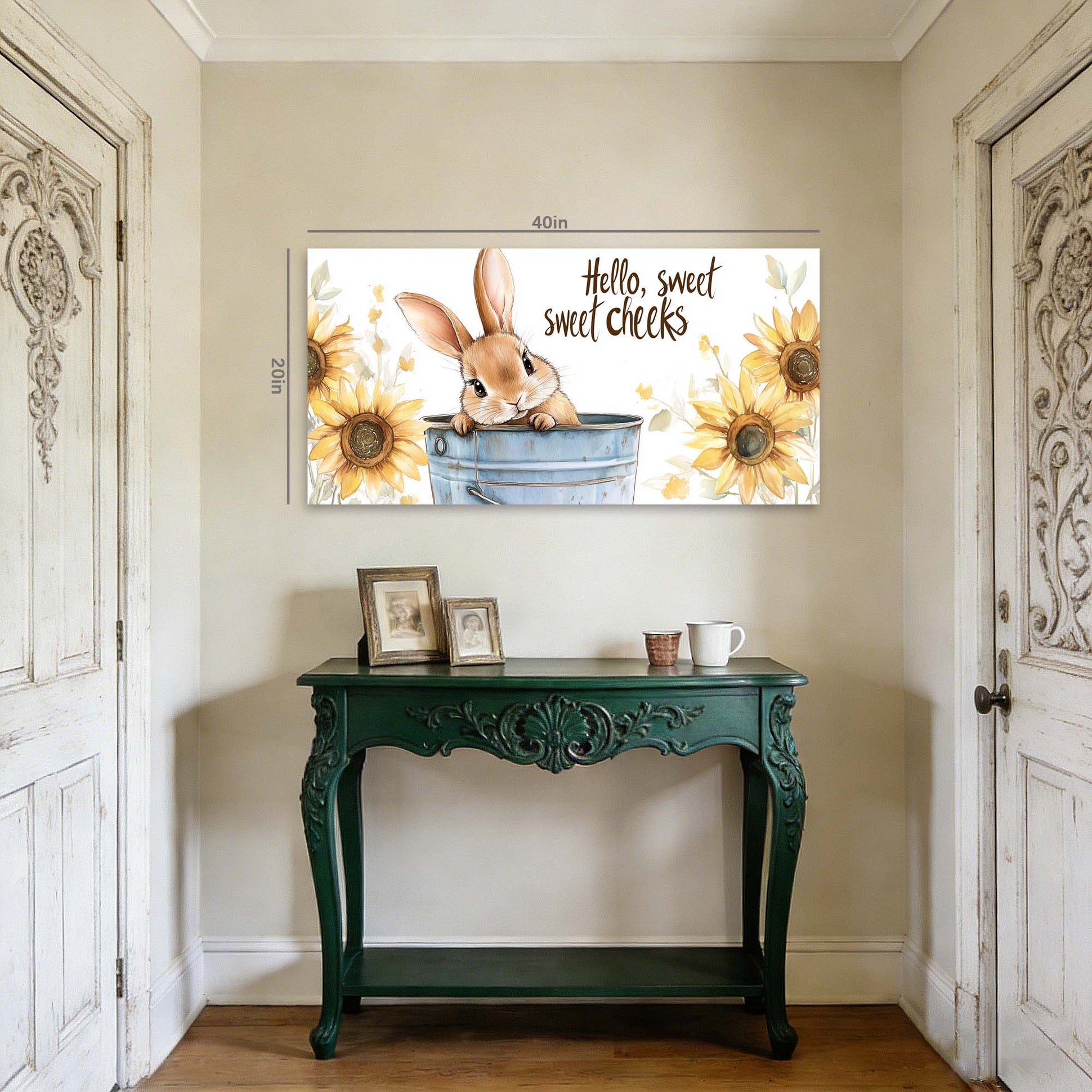 Blue Floral Animals Canvas Wall Art for Living Room Prints Artwork Bedroom Office Decor