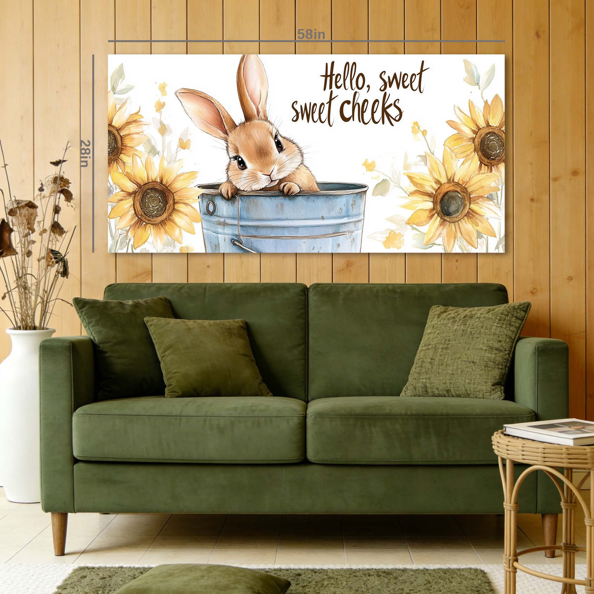 Blue Floral Animals Canvas Wall Art for Living Room Prints Artwork Bedroom Office Decor