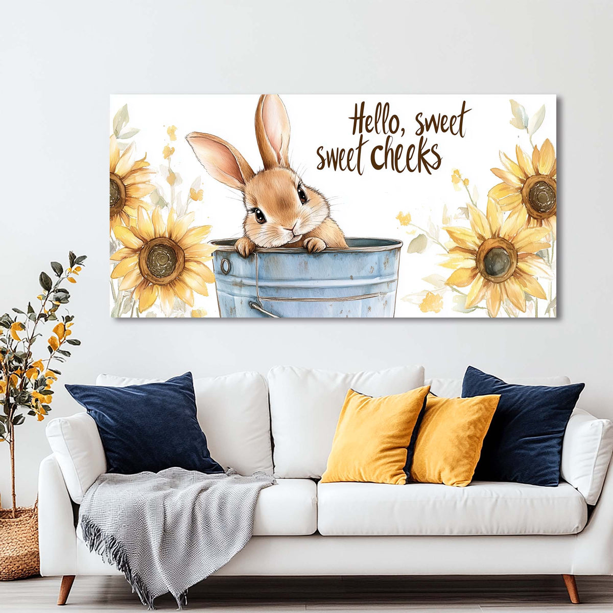 Blue Floral Animals Canvas Wall Art for Living Room Prints Artwork Bedroom Office Decor