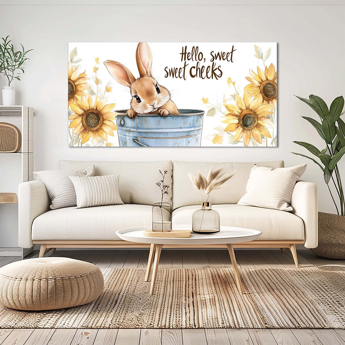 Blue Floral Animals Canvas Wall Art for Living Room Prints Artwork Bedroom Office Decor