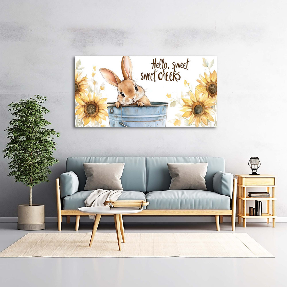 Blue Floral Animals Canvas Wall Art for Living Room Prints Artwork Bedroom Office Decor