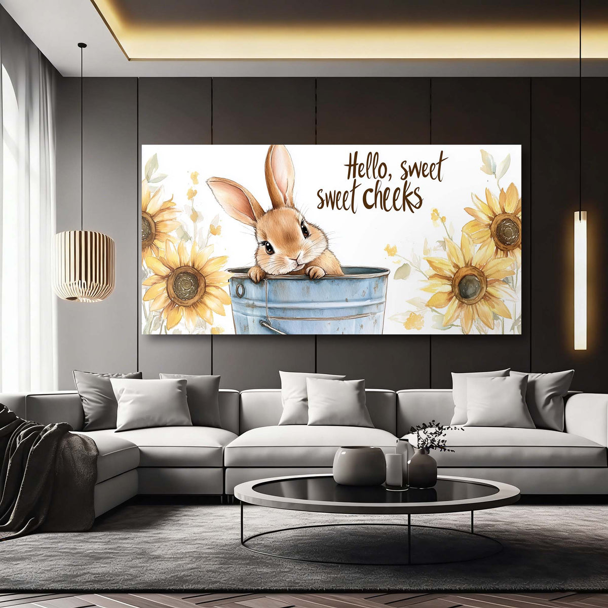 Blue Floral Animals Canvas Wall Art for Living Room Prints Artwork Bedroom Office Decor