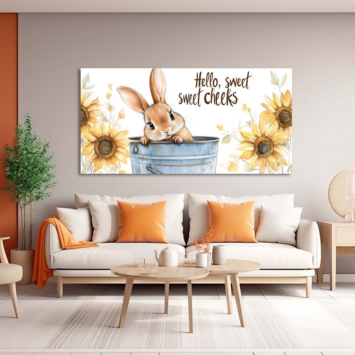 Blue Floral Animals Canvas Wall Art for Living Room Prints Artwork Bedroom Office Decor