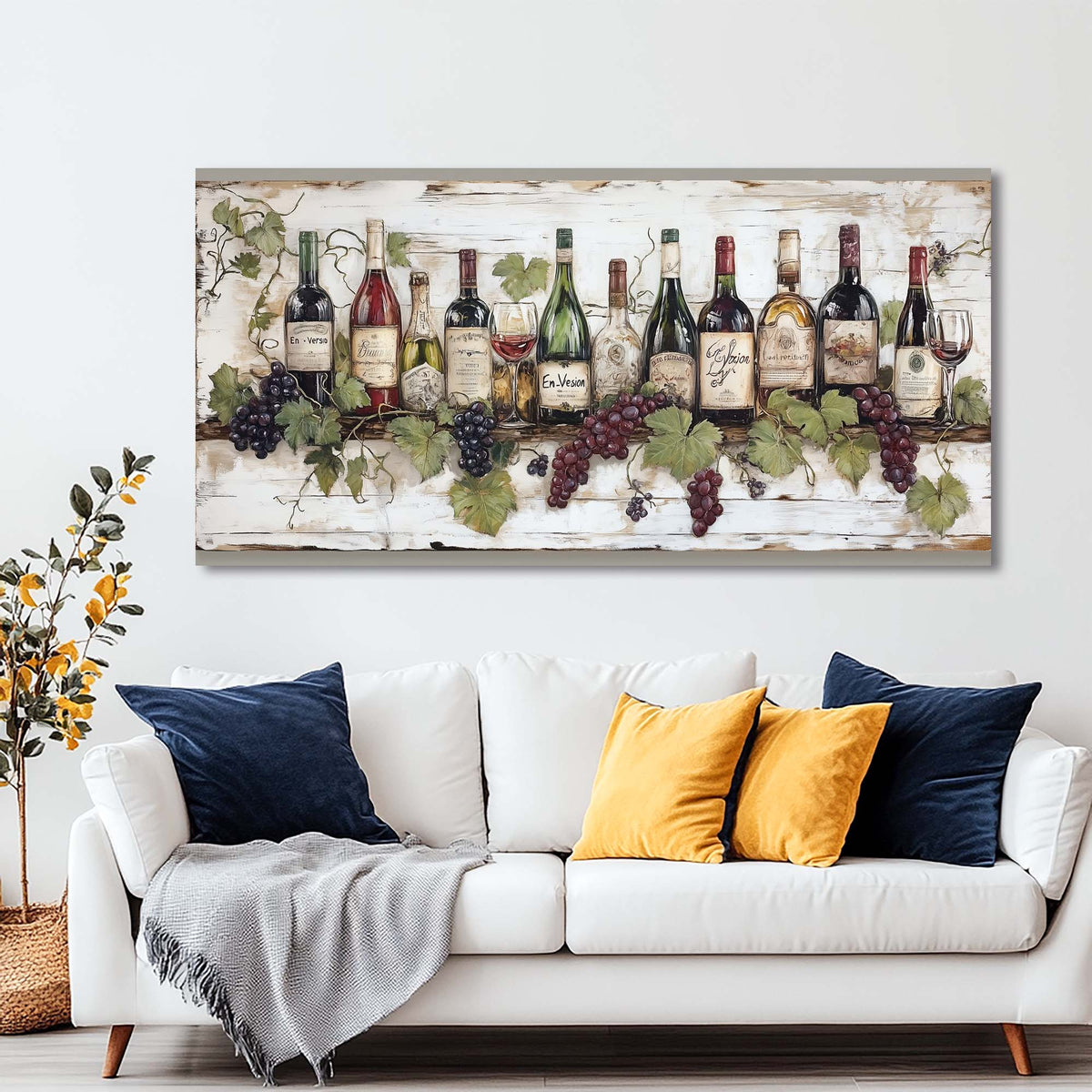 Navy Blue Vintage Vintage Canvas Wall Art for Living Room Prints Artwork Bedroom Office Decor