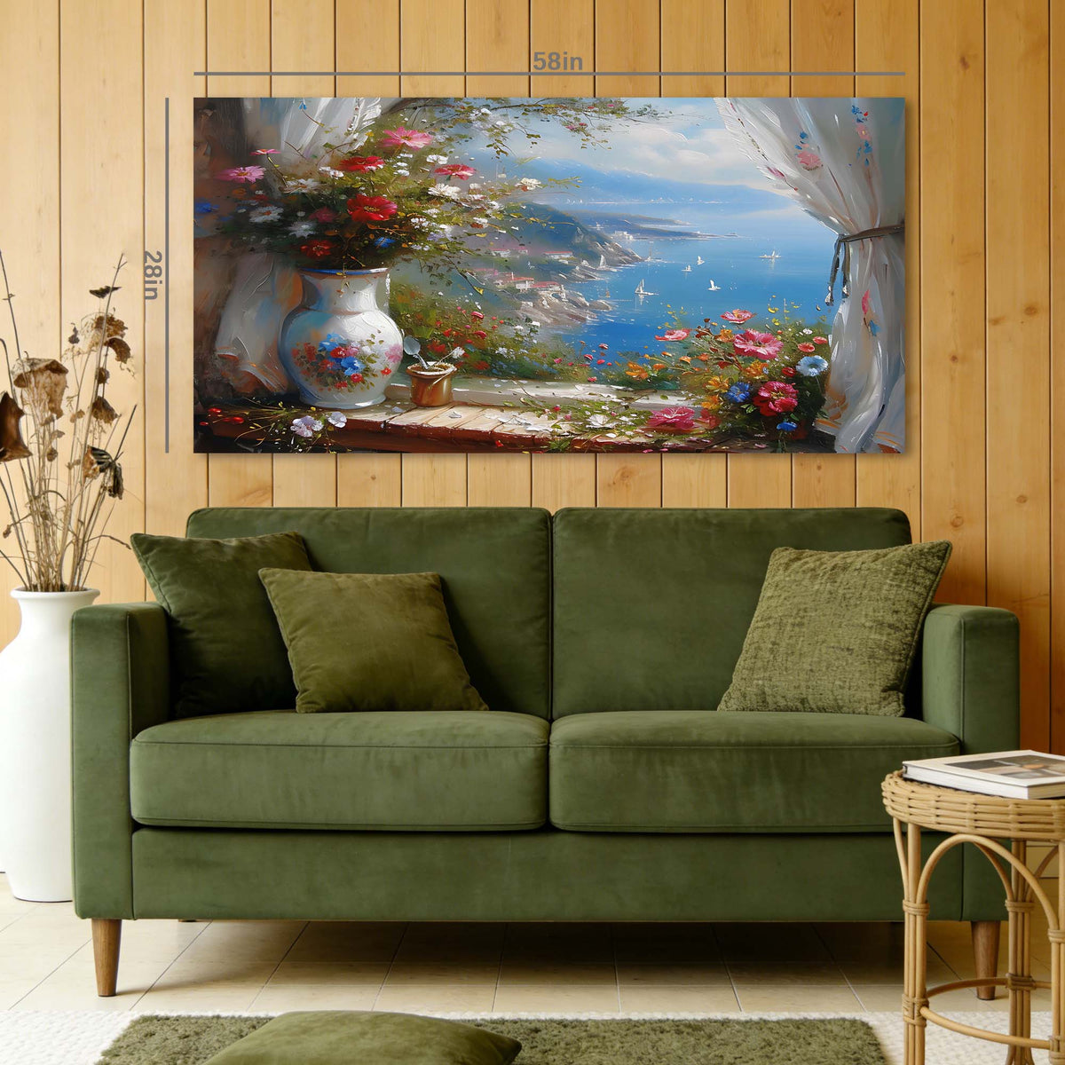 Navy Blue Floral Wall Art for Living Room Canvas Painting Prints Art Deco Artwork Office Bedroom Decor