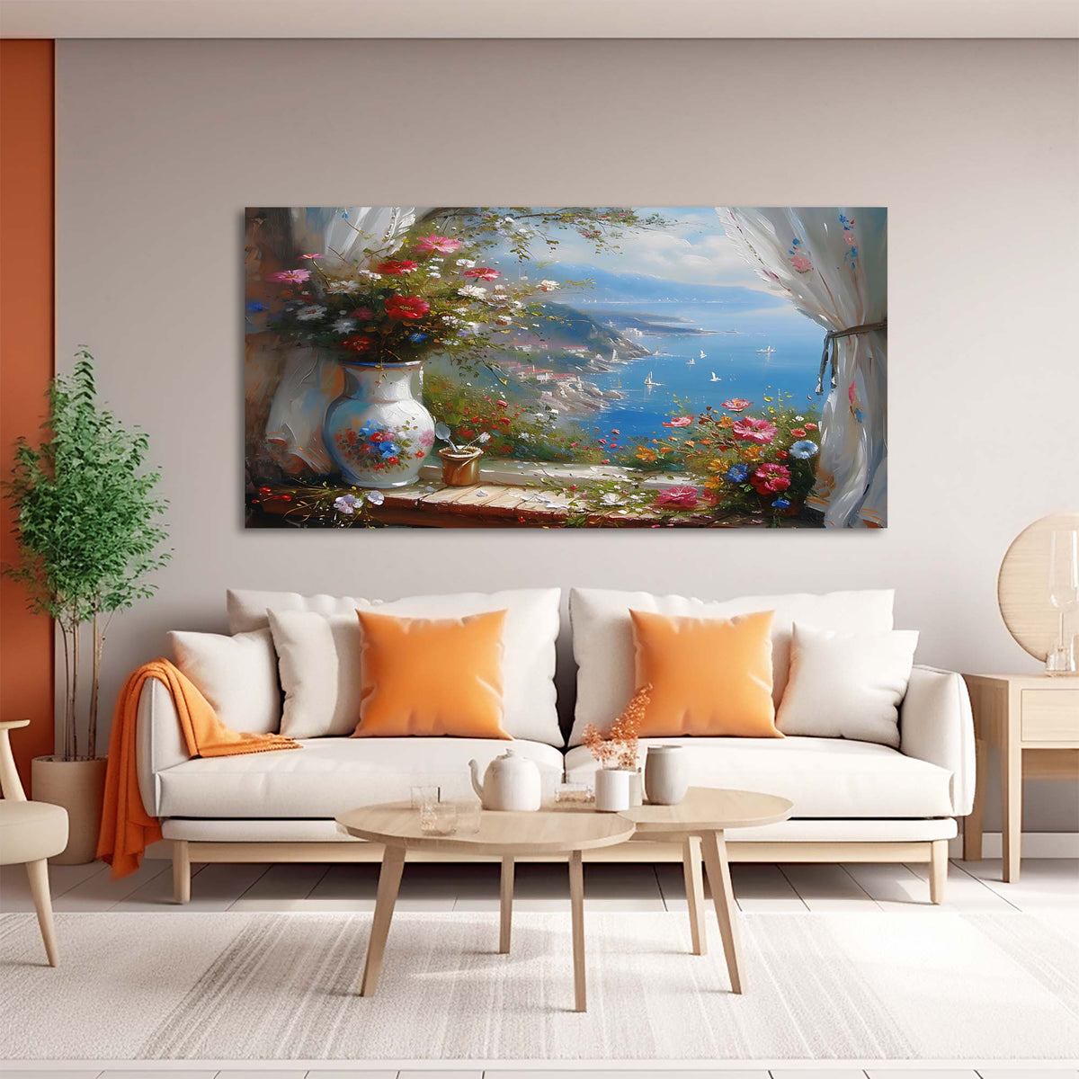 Navy Blue Floral Wall Art for Living Room Canvas Painting Prints Art Deco Artwork Office Bedroom Decor